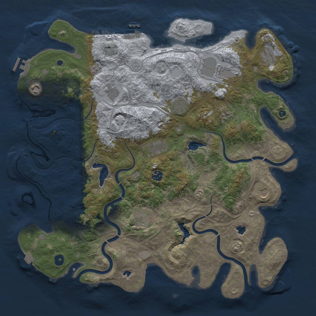 Rust Map: Procedural Map, Size: 4500, Seed: 32874834, 17 Monuments