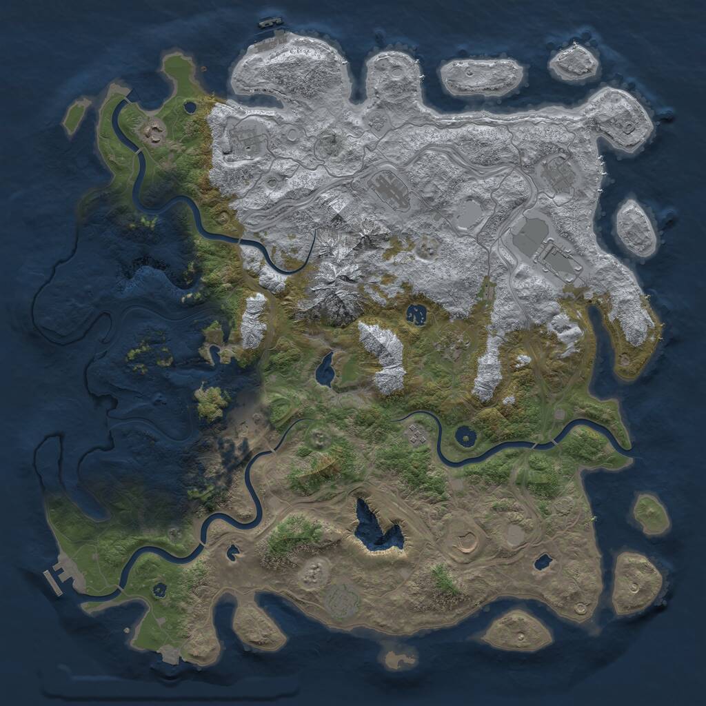Rust Map: Procedural Map, Size: 5000, Seed: 24073, 17 Monuments