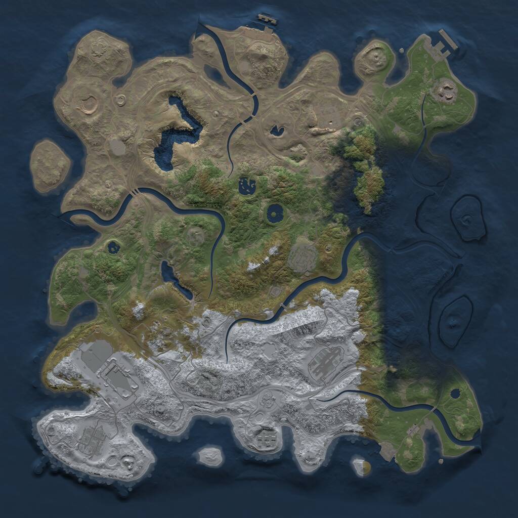 Rust Map: Procedural Map, Size: 4250, Seed: 24670, 16 Monuments