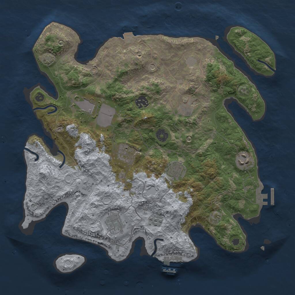 Rust Map: Procedural Map, Size: 3500, Seed: 17115393, 14 Monuments