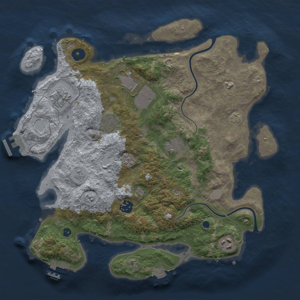 Rust Map: Procedural Map, Size: 3500, Seed: 646984989, 13 Monuments