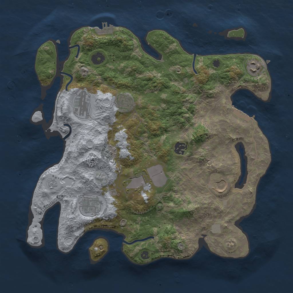 Rust Map: Procedural Map, Size: 3500, Seed: 757378922, 16 Monuments
