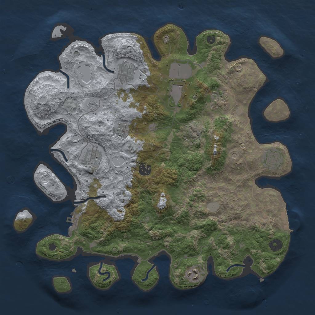 Rust Map: Procedural Map, Size: 3700, Seed: 28384776, 17 Monuments