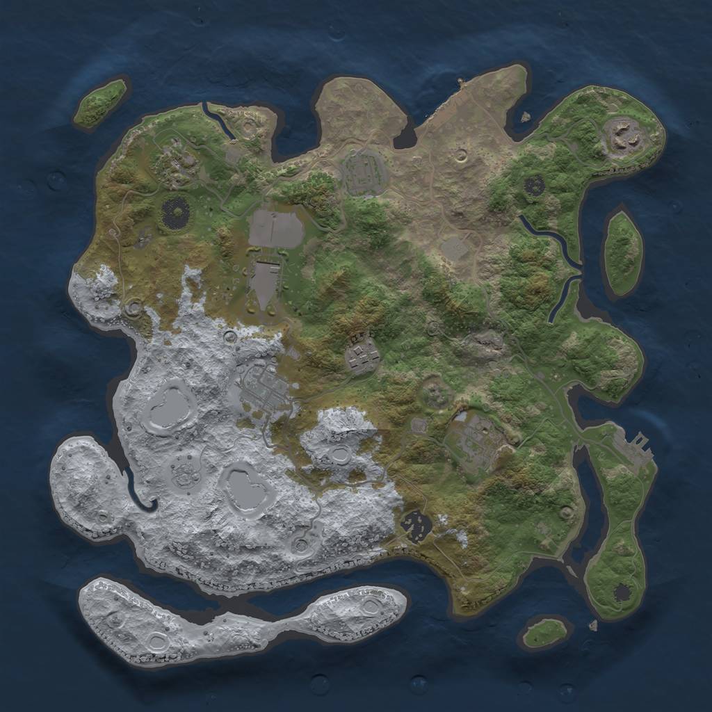Rust Map: Procedural Map, Size: 3500, Seed: 47749455, 17 Monuments