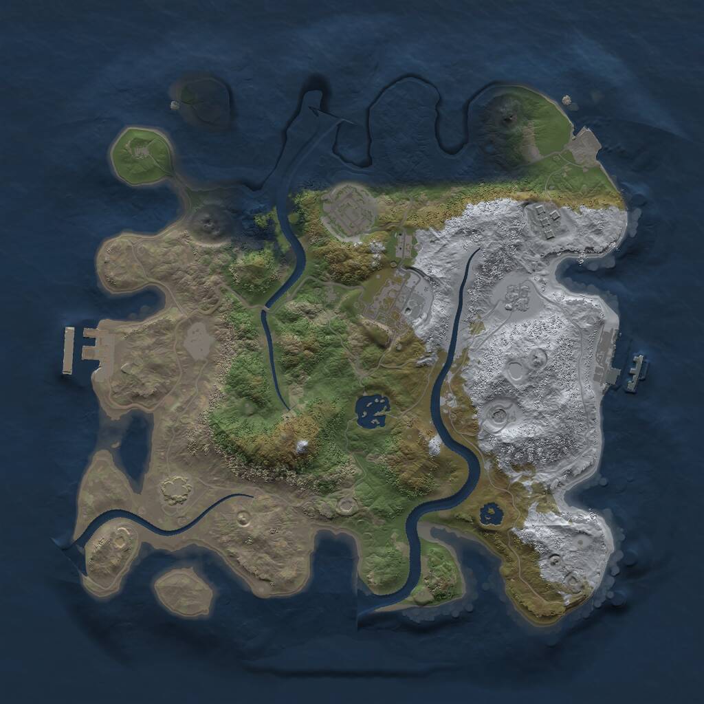 Rust Map: Procedural Map, Size: 3000, Seed: 5924, 10 Monuments