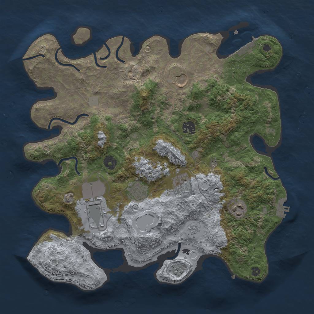 Rust Map: Procedural Map, Size: 3500, Seed: 35910478, 16 Monuments