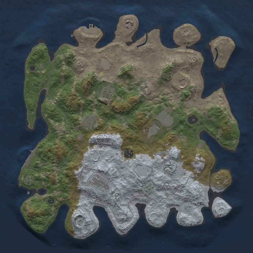 Rust Map: Procedural Map, Size: 4000, Seed: 1507425831, 18 Monuments
