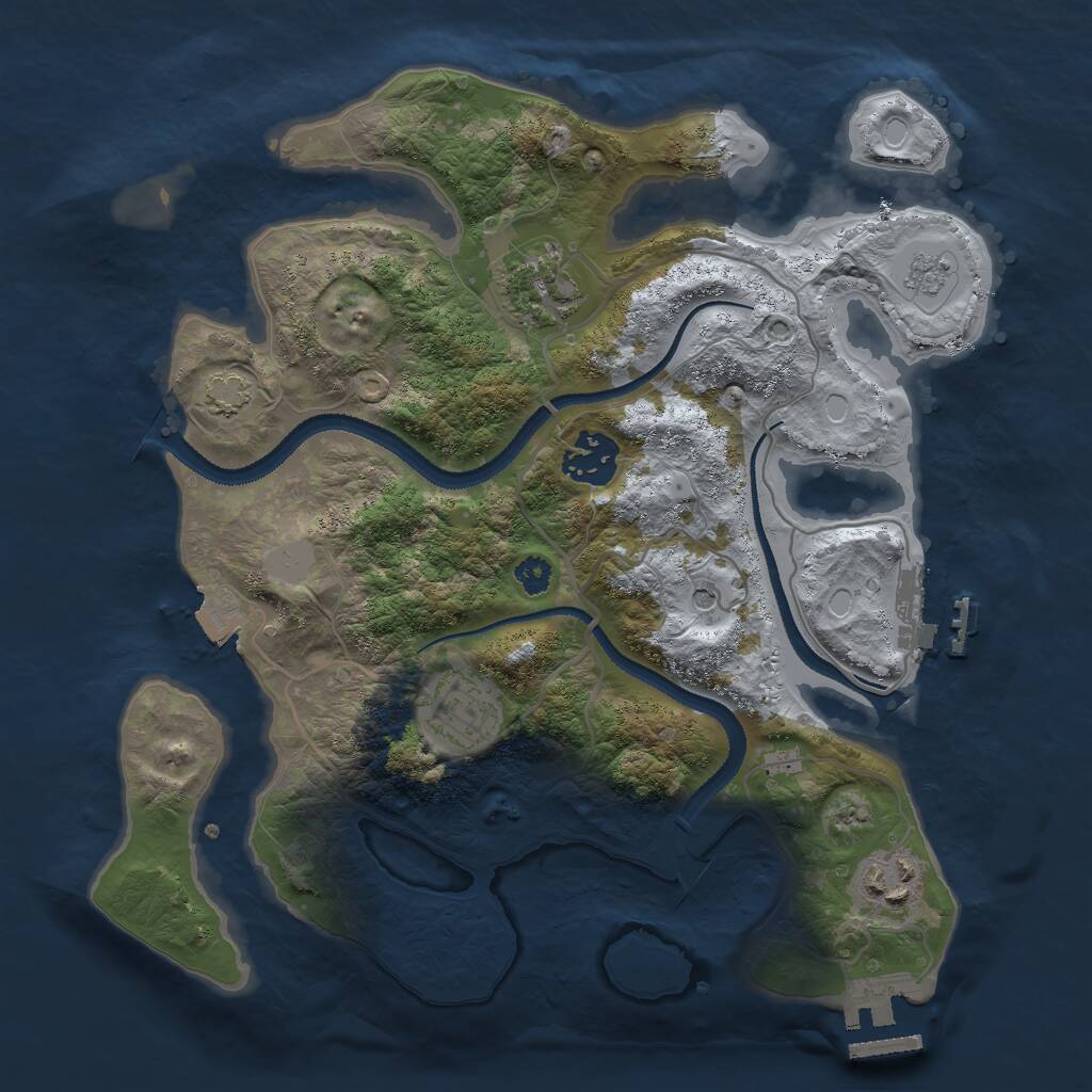 Rust Map: Procedural Map, Size: 3000, Seed: 1257345305, 10 Monuments