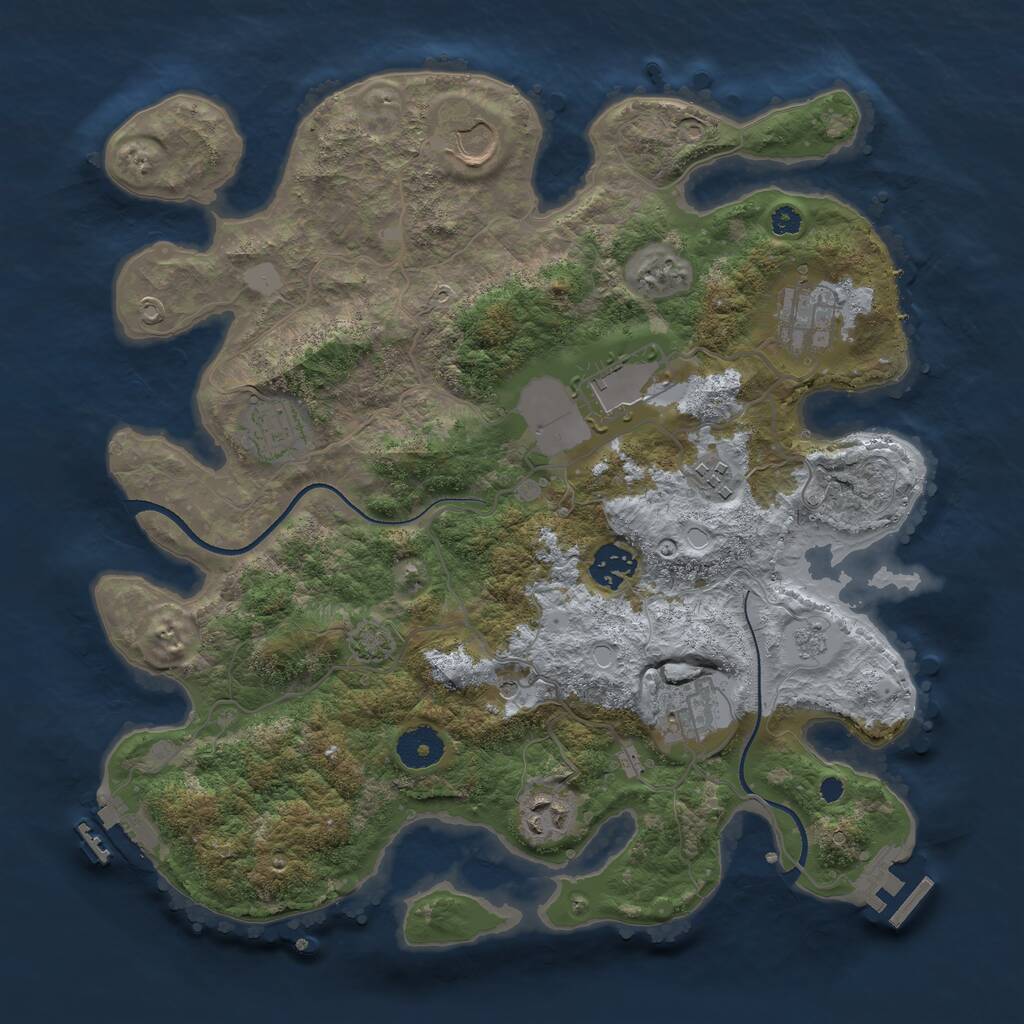 Rust Map: Procedural Map, Size: 3500, Seed: 51561285, 14 Monuments
