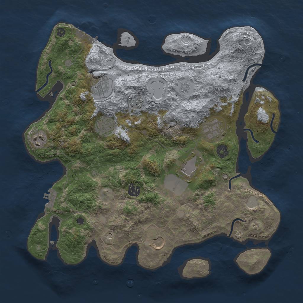 Rust Map: Procedural Map, Size: 3500, Seed: 523686705, 17 Monuments