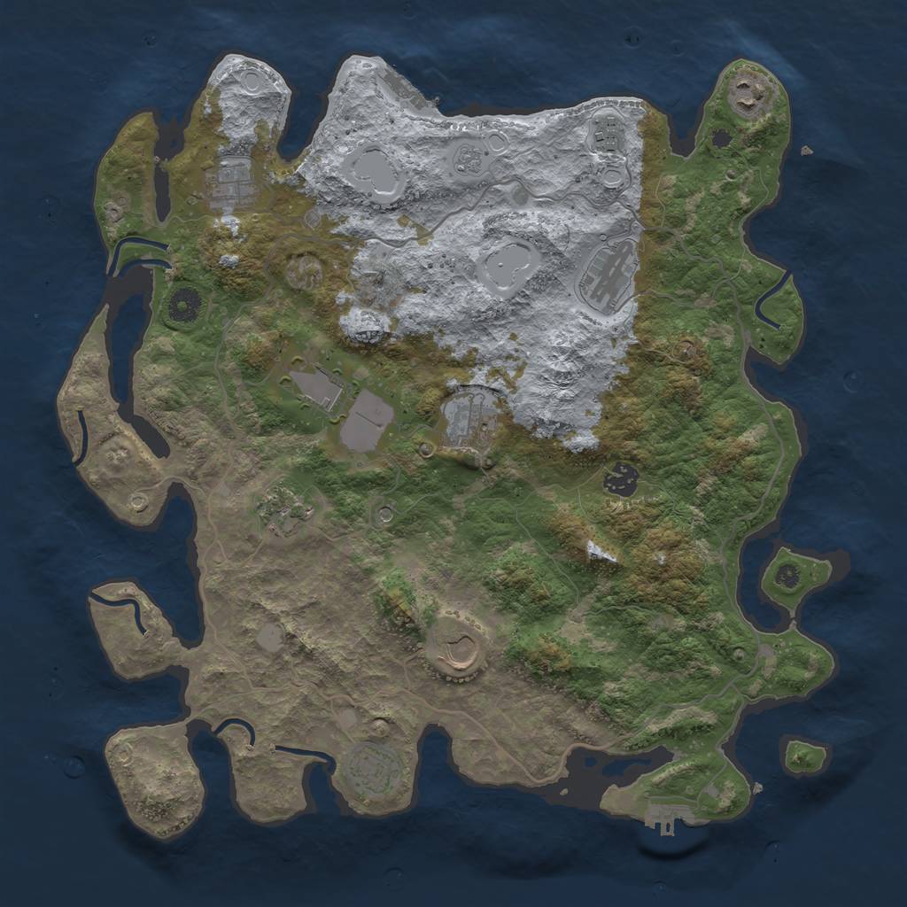 Rust Map: Procedural Map, Size: 4000, Seed: 966179562, 19 Monuments