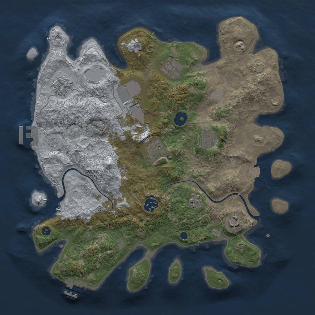 Rust Map: Procedural Map, Size: 3500, Seed: 1065171261, 14 Monuments