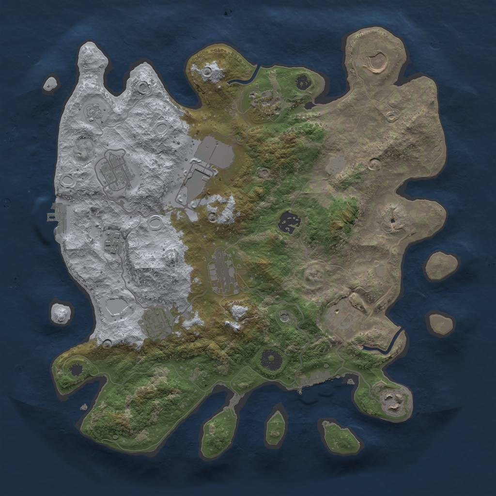 Rust Map: Procedural Map, Size: 3500, Seed: 1065171261, 19 Monuments