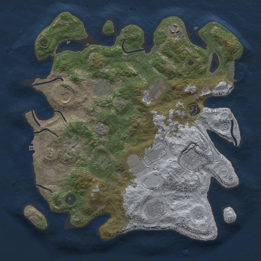 Rust Map: Procedural Map, Size: 3500, Seed: 1717780077, 19 Monuments