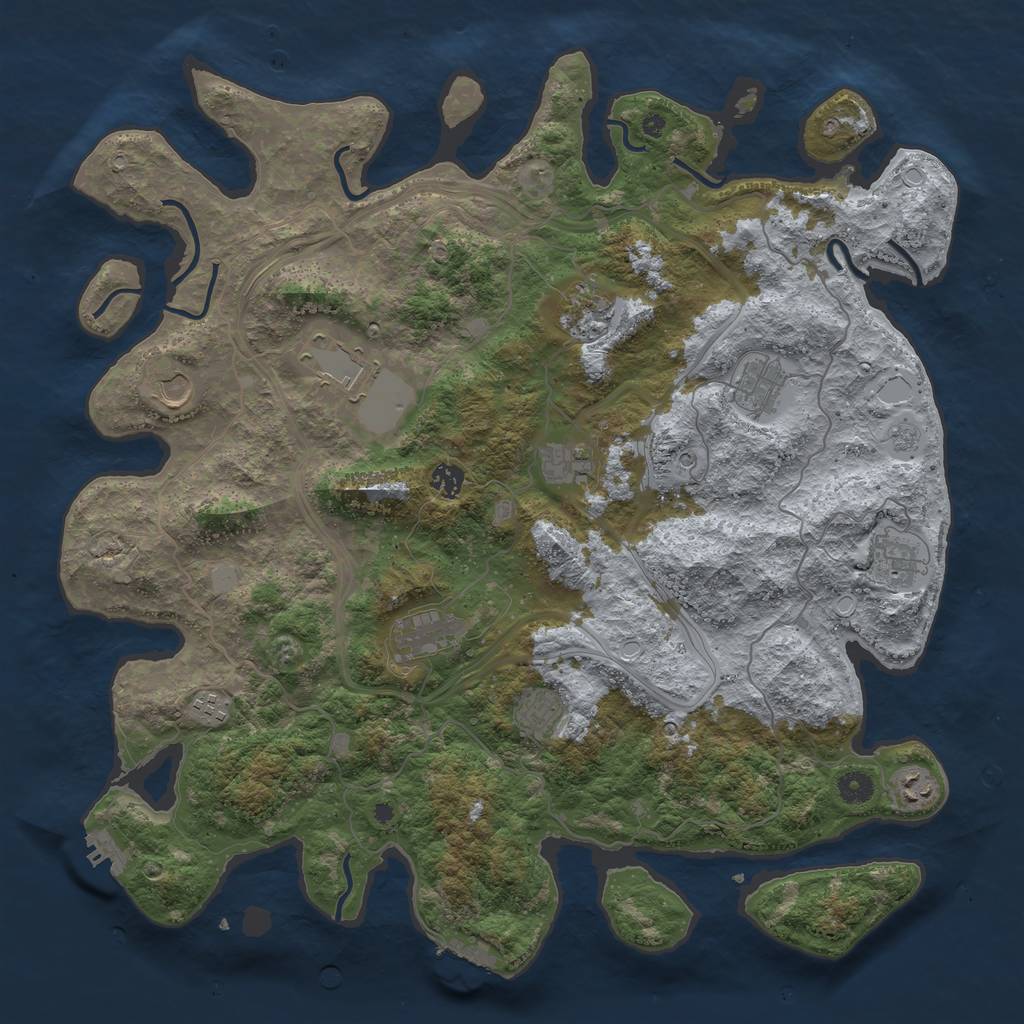Rust Map: Procedural Map, Size: 4500, Seed: 151296185, 20 Monuments