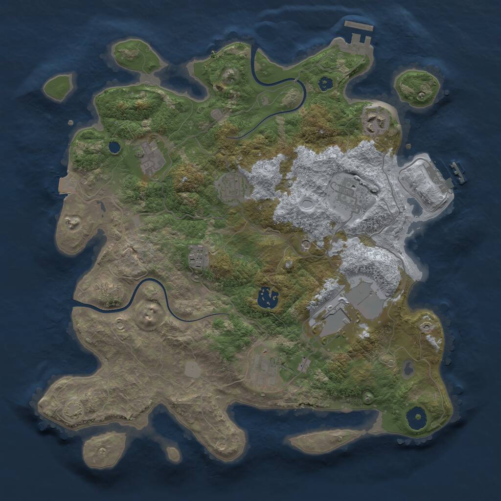 Rust Map: Procedural Map, Size: 3500, Seed: 15848083, 13 Monuments