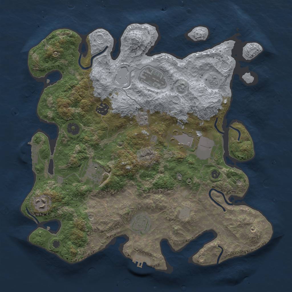 Rust Map: Procedural Map, Size: 3500, Seed: 1129400702, 16 Monuments