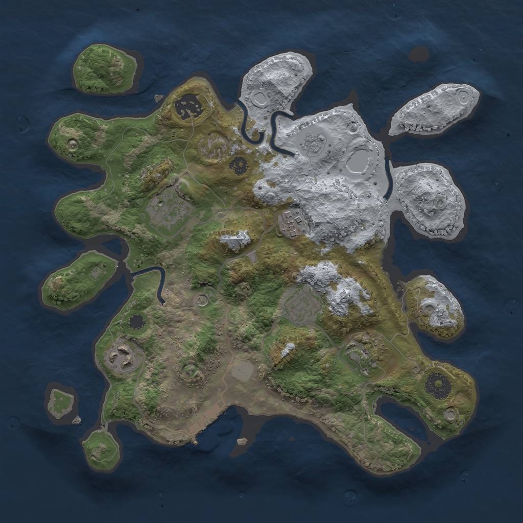 Rust Map: Procedural Map, Size: 3000, Seed: 83198, 14 Monuments