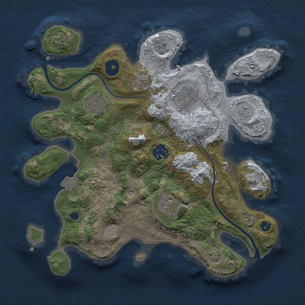 Rust Map: Procedural Map, Size: 3000, Seed: 83198, 9 Monuments