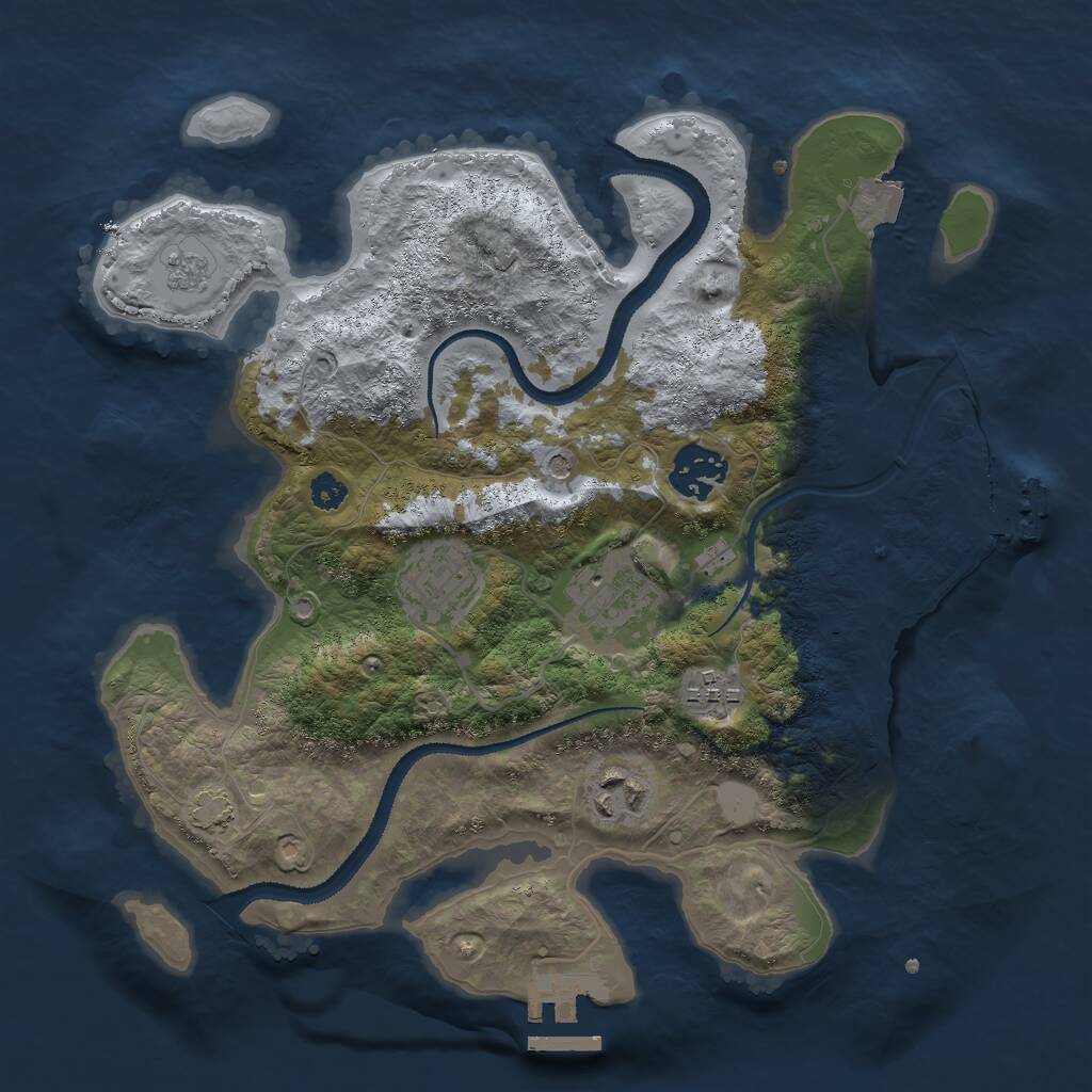 Rust Map: Procedural Map, Size: 3000, Seed: 69872, 11 Monuments