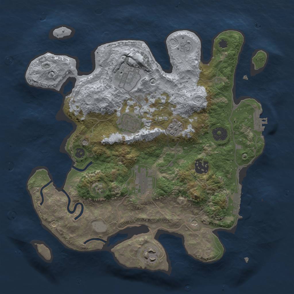 Rust Map: Procedural Map, Size: 3000, Seed: 69872, 15 Monuments