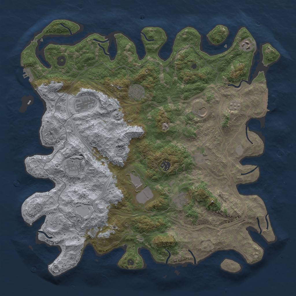 Rust Map: Procedural Map, Size: 4500, Seed: 148872547, 19 Monuments