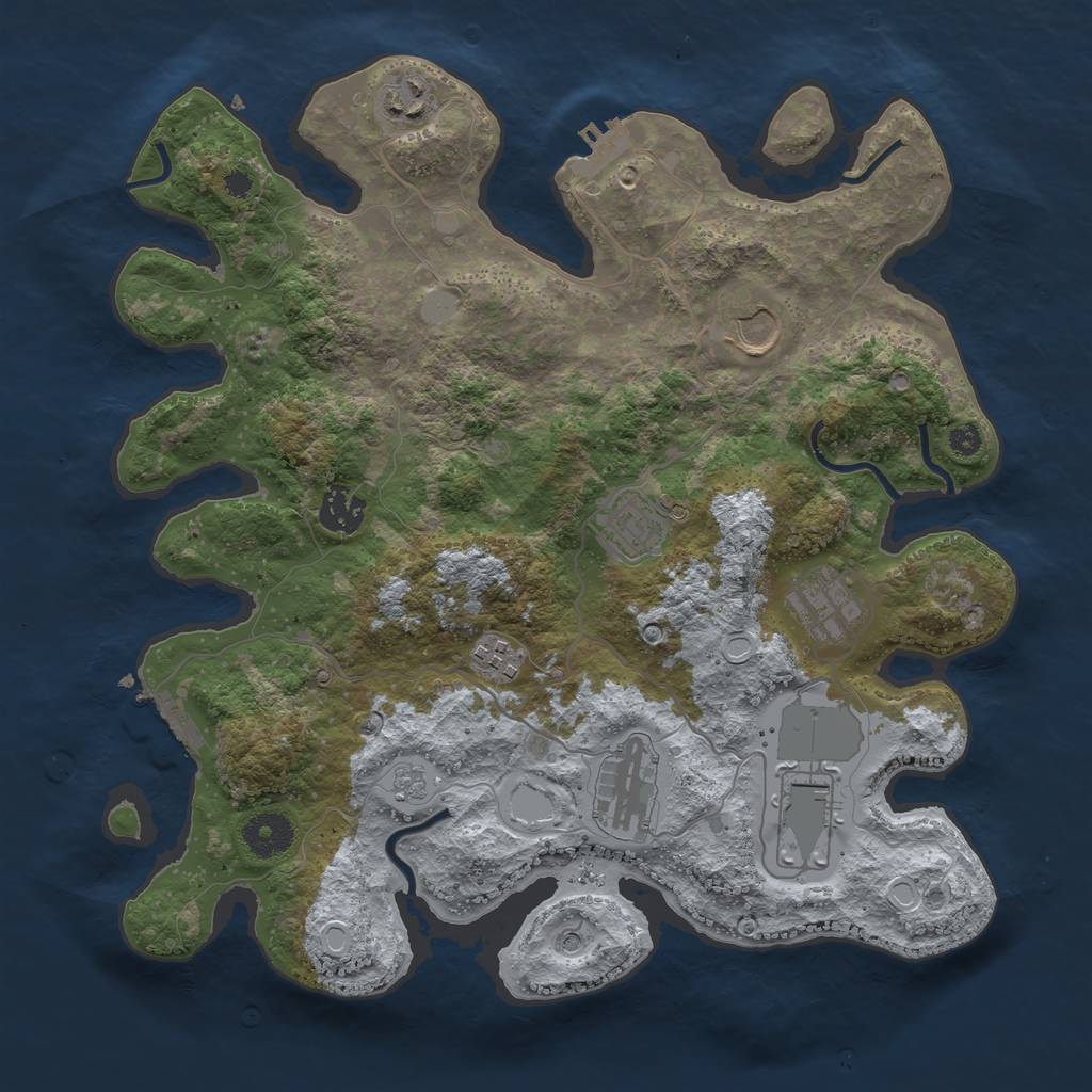 Rust Map: Procedural Map, Size: 3500, Seed: 98825254, 17 Monuments