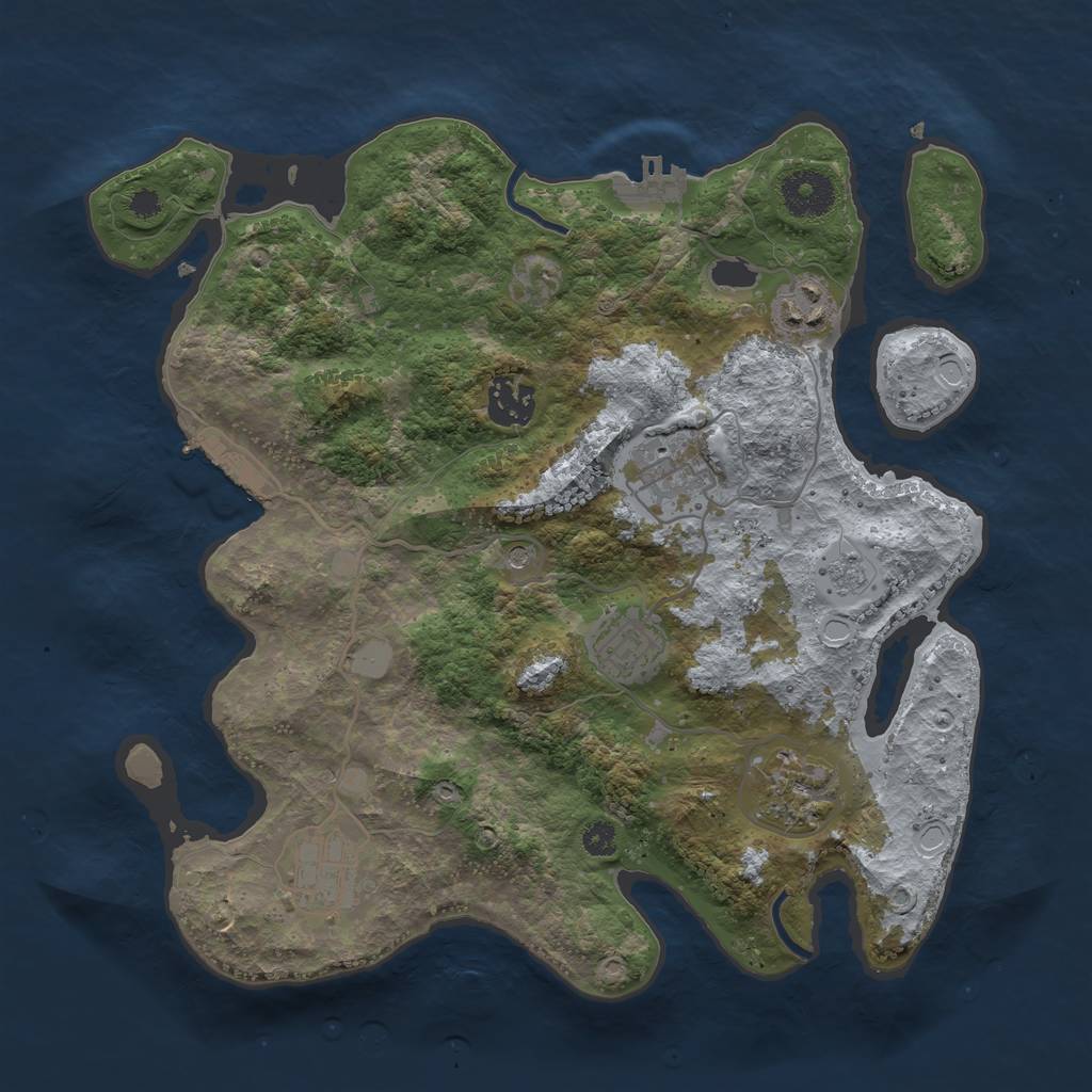 Rust Map: Procedural Map, Size: 3250, Seed: 953665, 15 Monuments