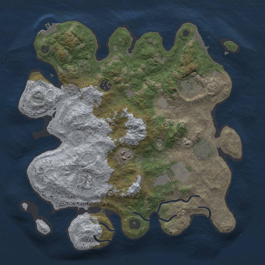 Rust Map: Procedural Map, Size: 3500, Seed: 258915951, 16 Monuments