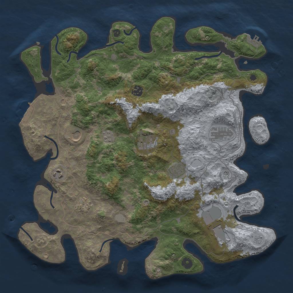 Rust Map: Procedural Map, Size: 4000, Seed: 354264328, 18 Monuments