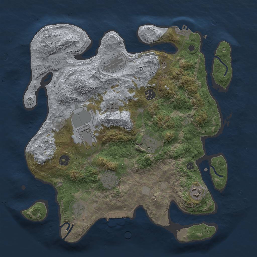 Rust Map: Procedural Map, Size: 3500, Seed: 25508387, 17 Monuments