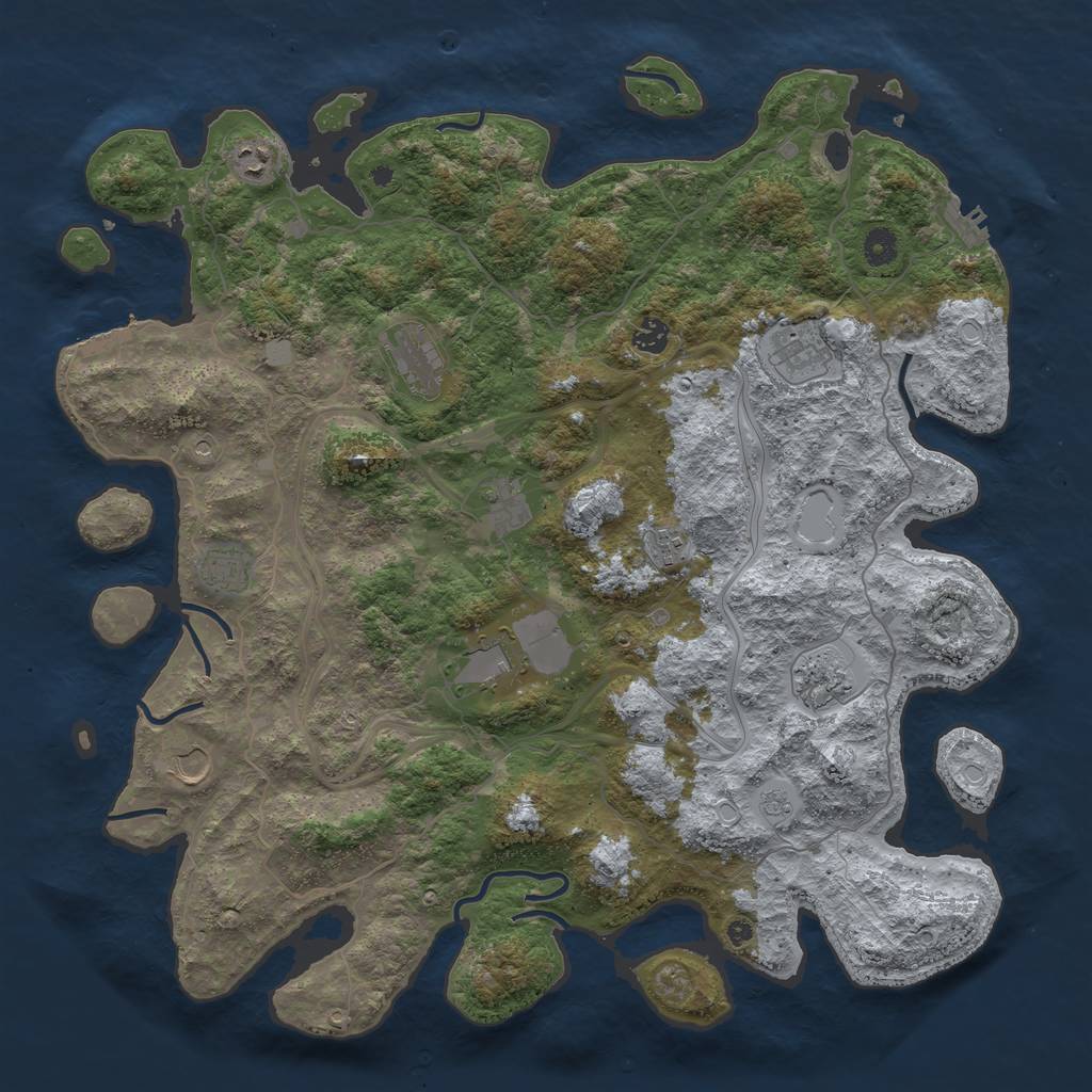Rust Map: Procedural Map, Size: 4500, Seed: 116874, 19 Monuments
