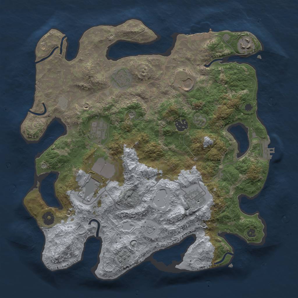 Rust Map: Procedural Map, Size: 3500, Seed: 32510061, 17 Monuments