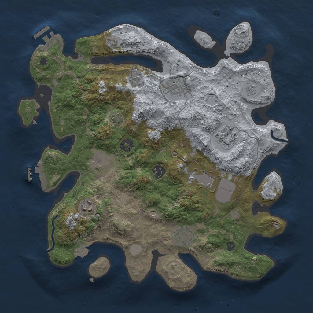 Rust Map: Procedural Map, Size: 3500, Seed: 1015813846, 14 Monuments