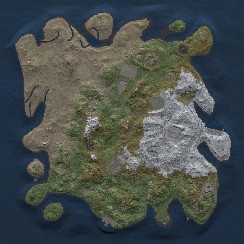 Rust Map: Procedural Map, Size: 4000, Seed: 19890119, 19 Monuments