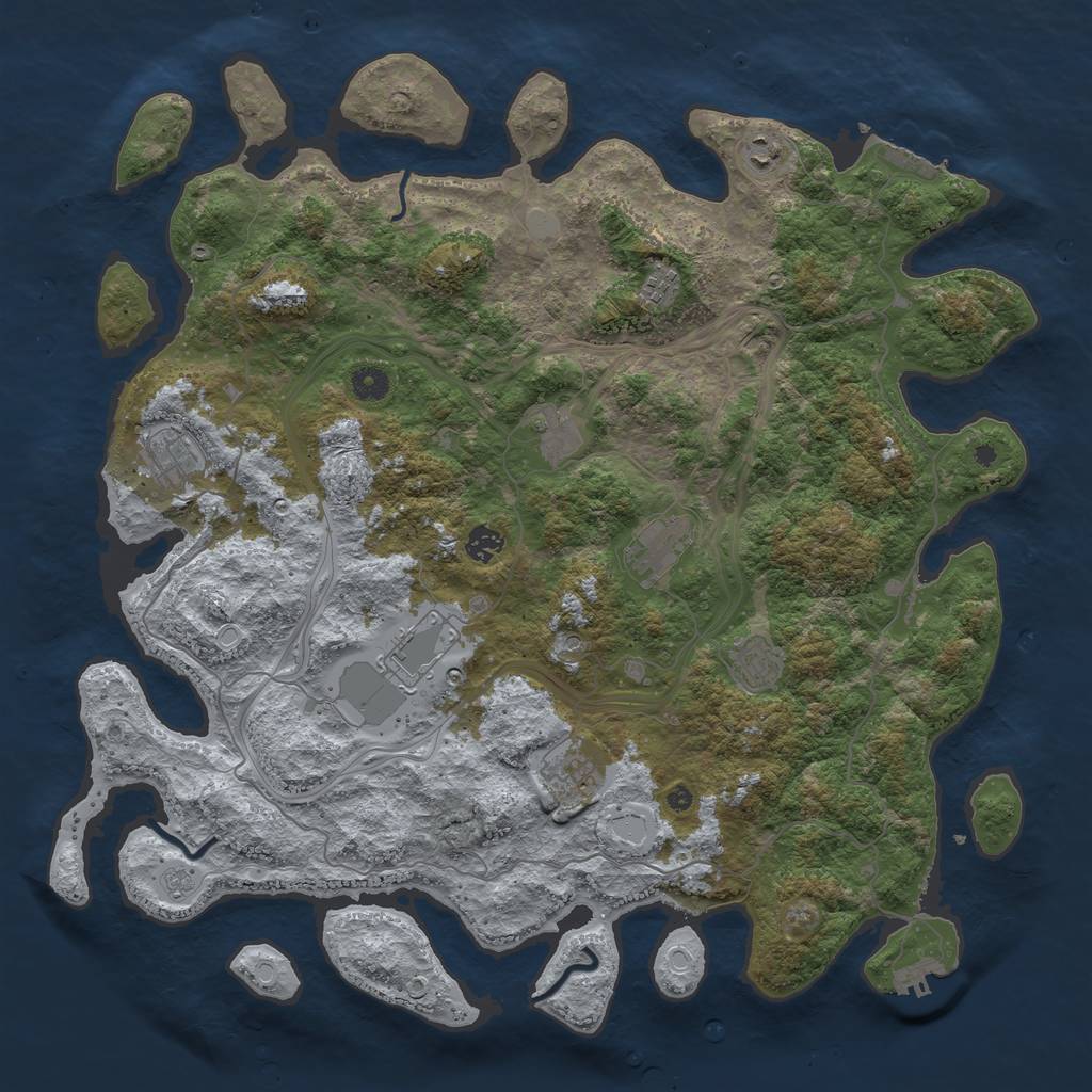 Rust Map: Procedural Map, Size: 4500, Seed: 777709343, 18 Monuments