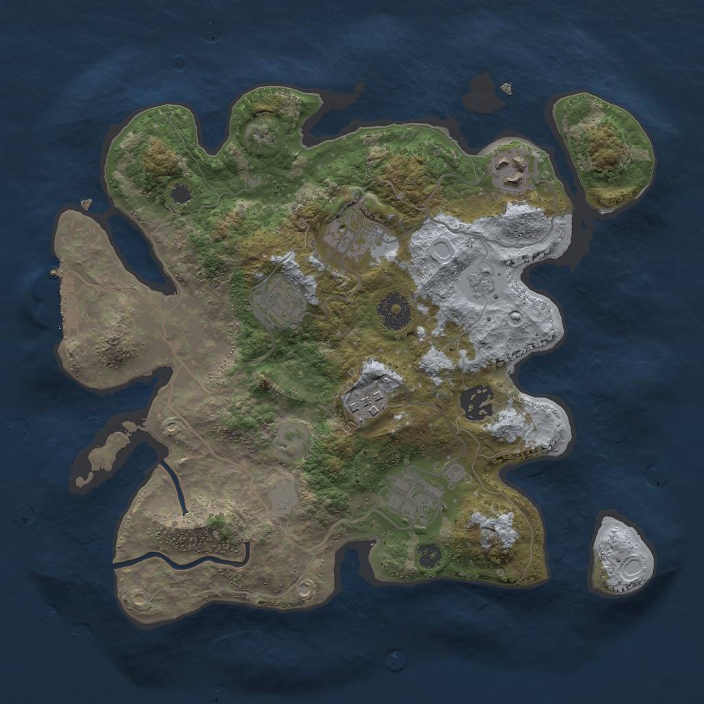 Rust Map: Procedural Map, Size: 3000, Seed: 1804765443, 13 Monuments