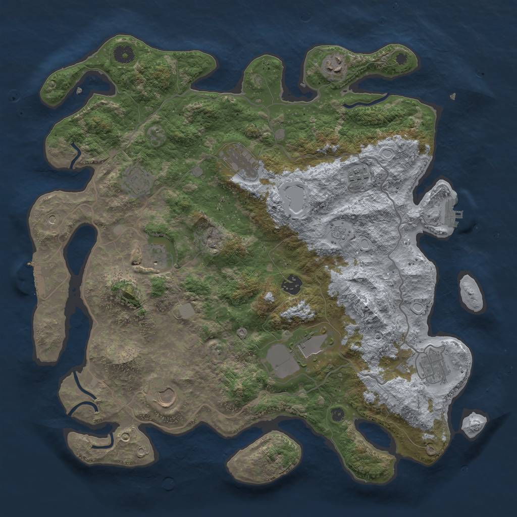 Rust Map: Procedural Map, Size: 4000, Seed: 932248100, 18 Monuments