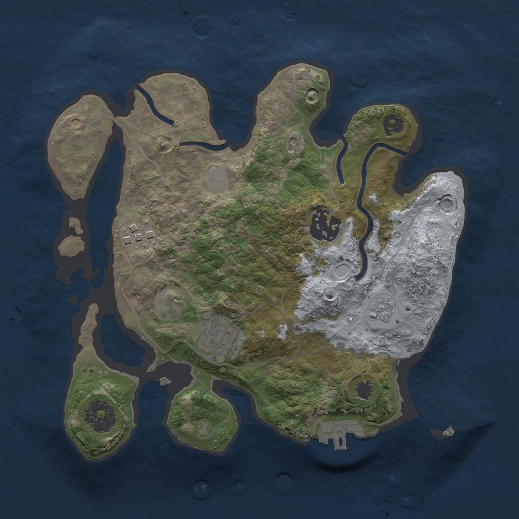 Rust Map: Procedural Map, Size: 2500, Seed: 518376906, 10 Monuments