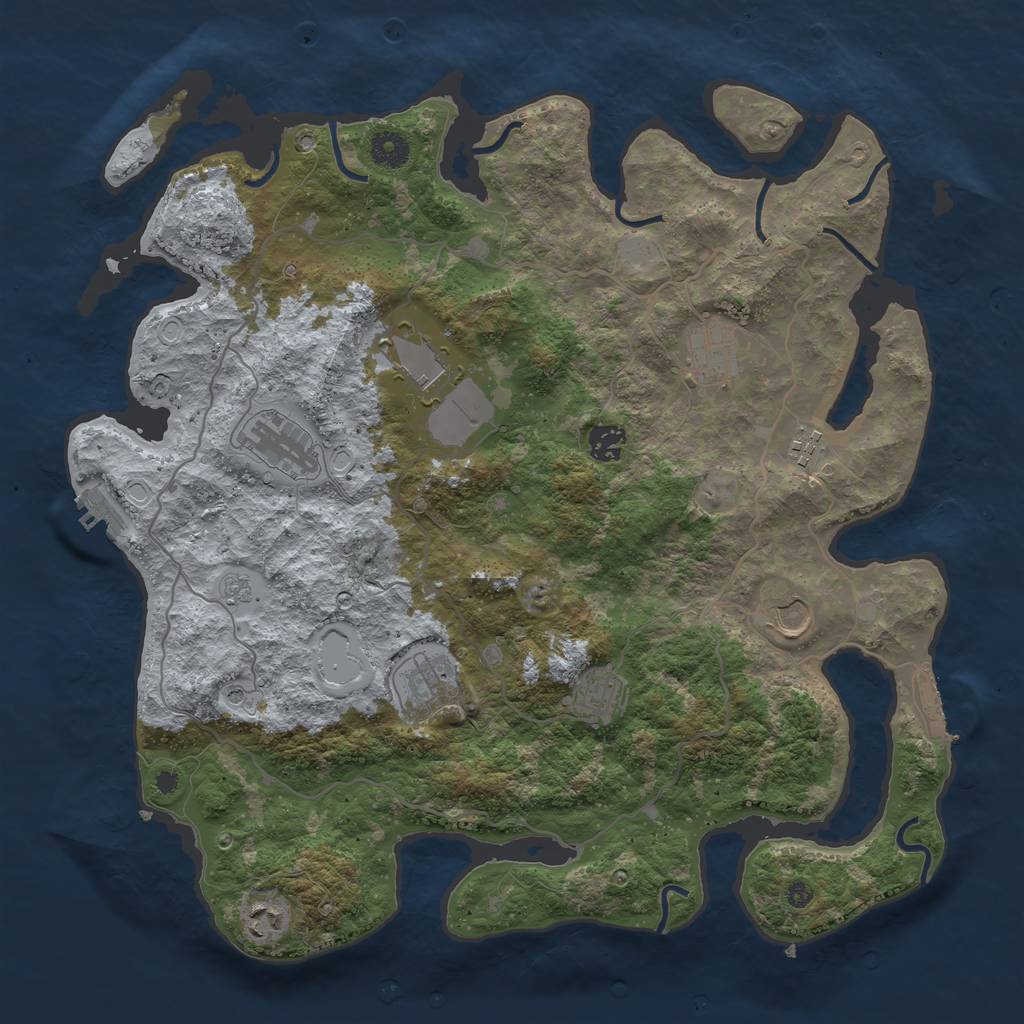 Rust Map: Procedural Map, Size: 4000, Seed: 433847986, 18 Monuments