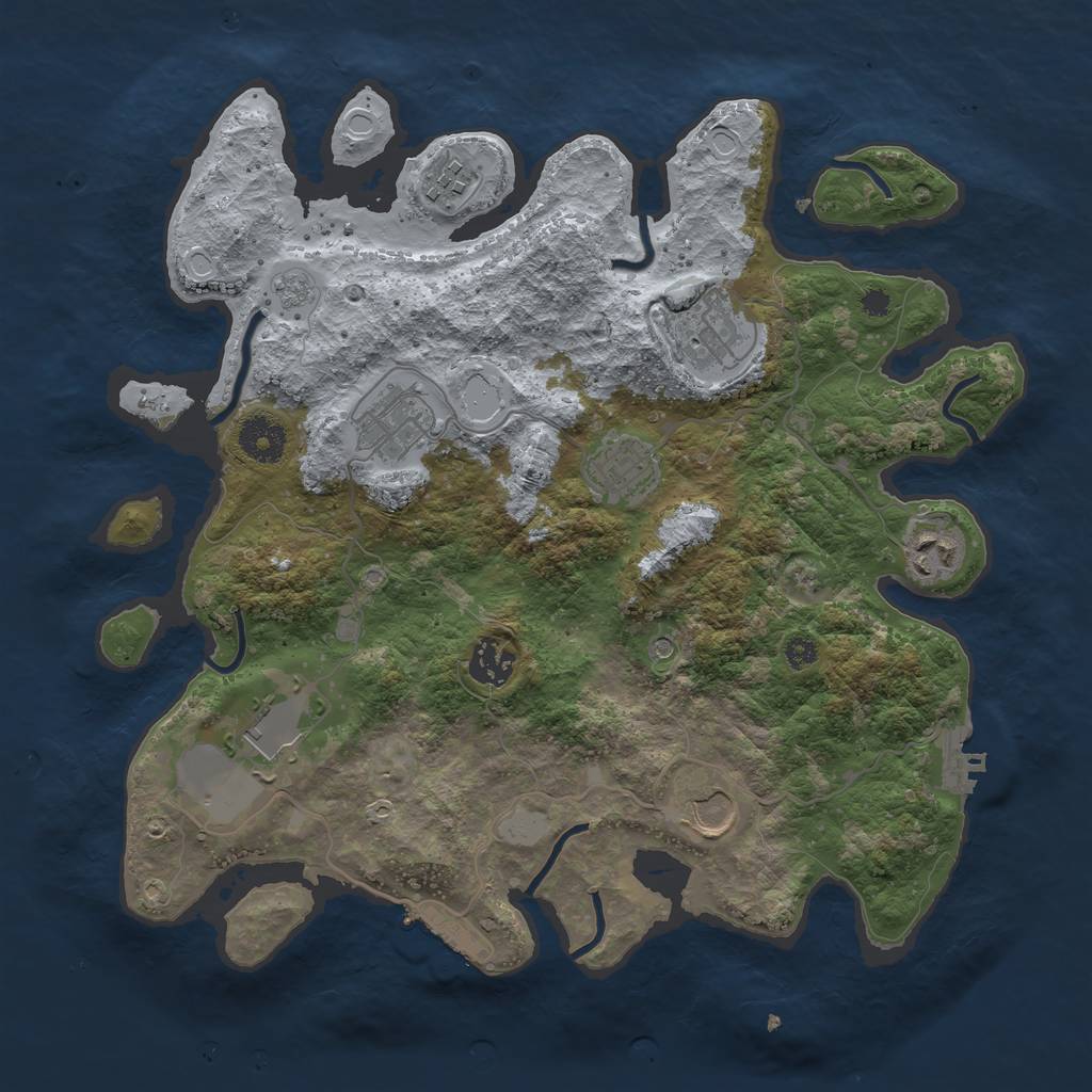 Rust Map: Procedural Map, Size: 3500, Seed: 52317994, 17 Monuments