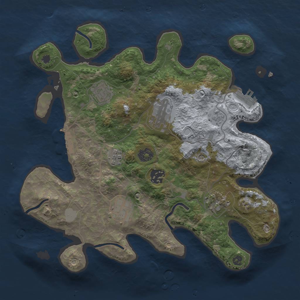 Rust Map: Procedural Map, Size: 3000, Seed: 915617468, 15 Monuments