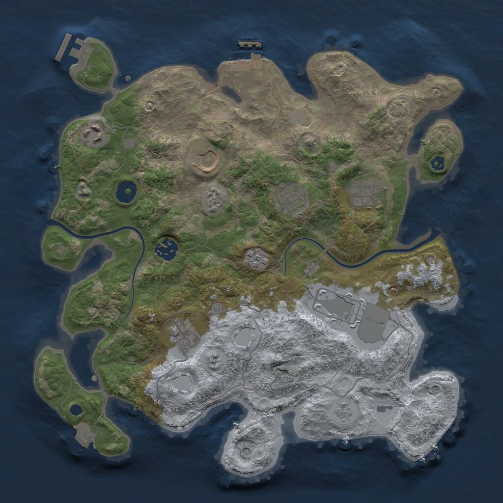 Rust Map: Procedural Map, Size: 3500, Seed: 89896319, 14 Monuments
