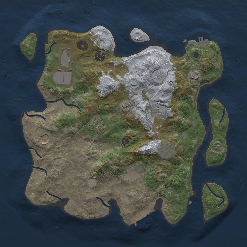 Rust Map: Procedural Map, Size: 3500, Seed: 34196220, 17 Monuments