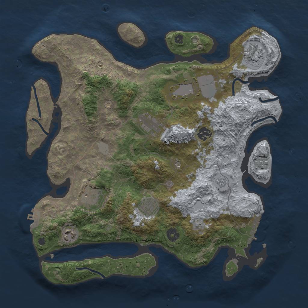 Rust Map: Procedural Map, Size: 3500, Seed: 769126091, 17 Monuments