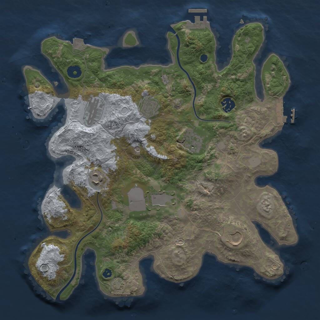 Rust Map: Procedural Map, Size: 3500, Seed: 13181126, 12 Monuments