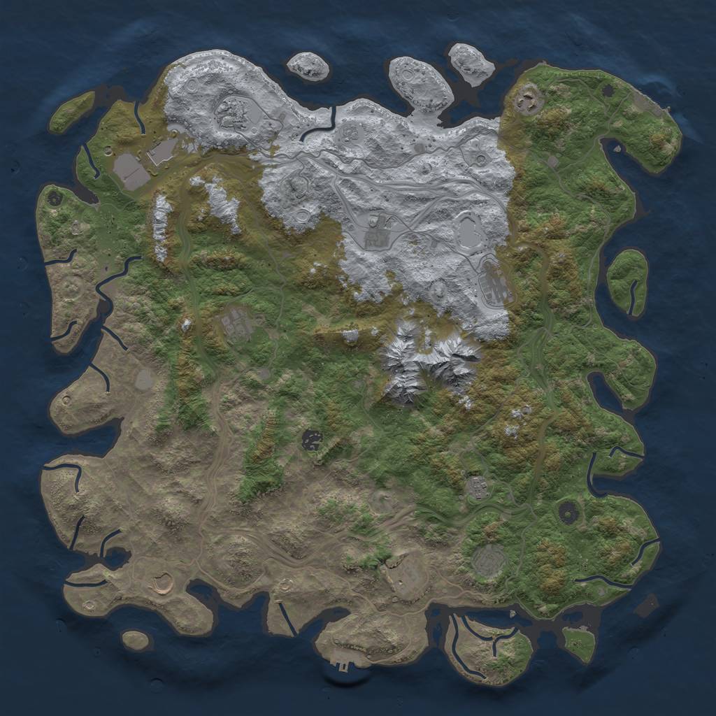 Rust Map: Procedural Map, Size: 5000, Seed: 765924, 20 Monuments