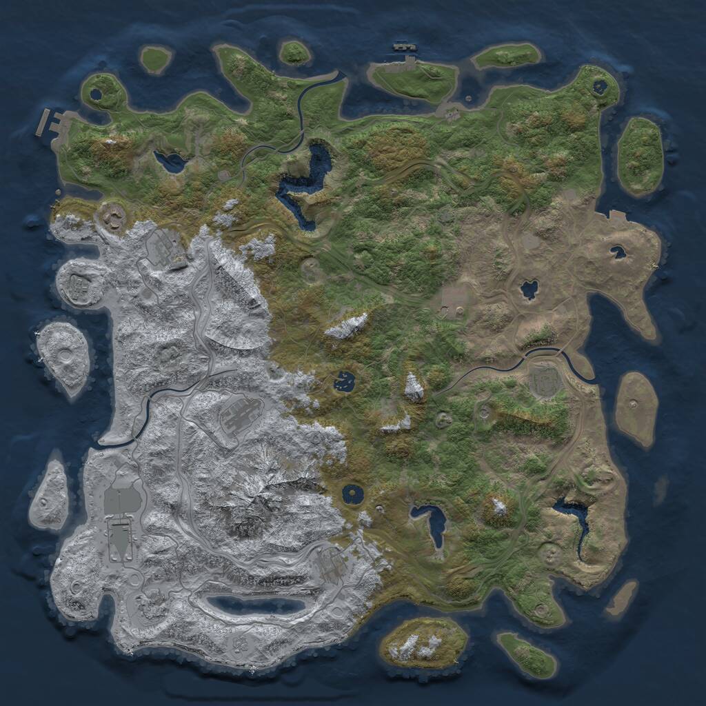 Rust Map: Procedural Map, Size: 5000, Seed: 2081191658, 16 Monuments