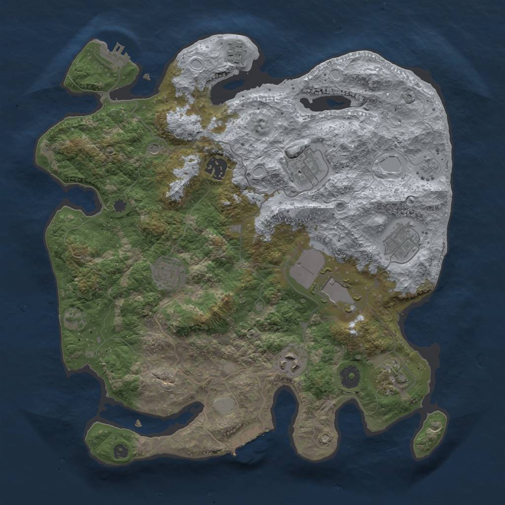 Rust Map: Procedural Map, Size: 3500, Seed: 97645788, 17 Monuments