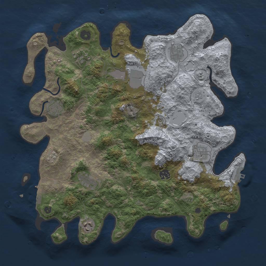 Rust Map: Procedural Map, Size: 3800, Seed: 59406085, 18 Monuments